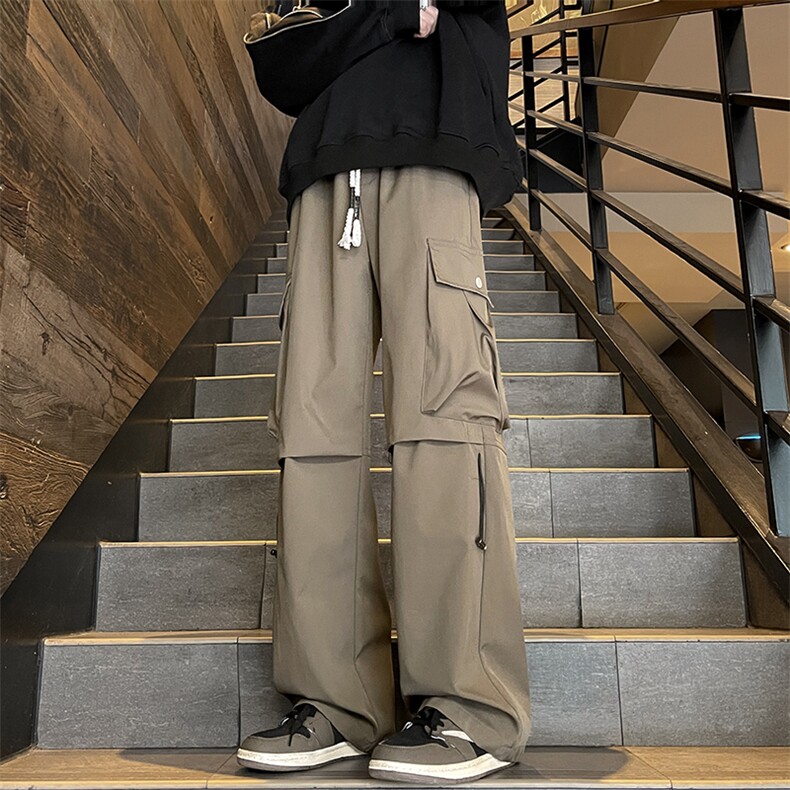 秋冬男工装裤大口袋抽绳休闲直筒冲锋裤长裤h0673 P40图片