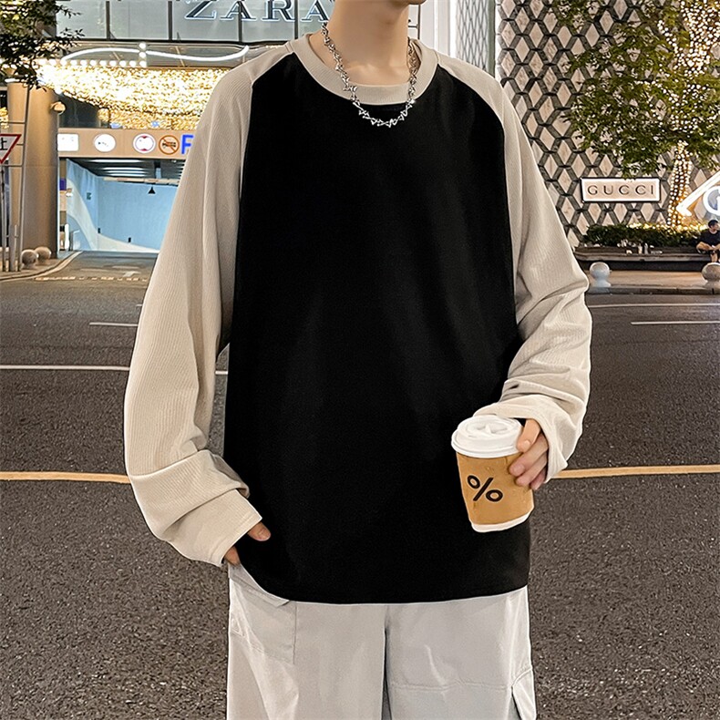美式圆领卫衣男春秋季潮流宽松撞色插肩长袖外套WY0321-P35,女装短外套,星座308B-2