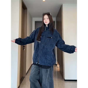 美式复古扎染皮衣夹克男秋季高级感痞帅新中式外套短款立领棒球服图片