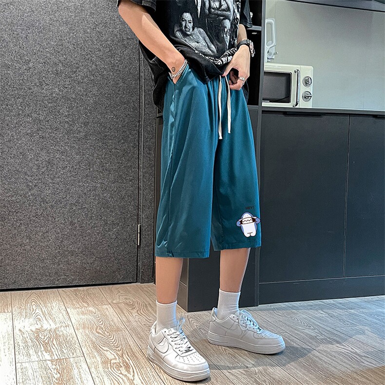 QK72167-P25冰丝七分裤男大码速干短裤男五分裤港风,男装休闲裤,电商A040
