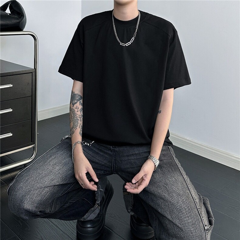 GC0306-P32夏季凉感短袖t恤男高级感痞帅解构正肩情侣百搭半袖衫,男装T恤,电商C233