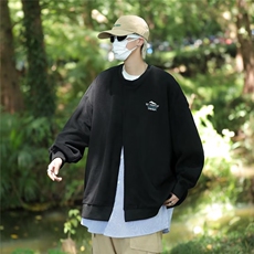 假两件条纹衬衫字母拼接圆领卫衣男W2031P45，男装卫衣，星座1116-2