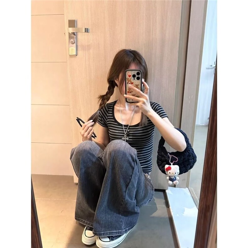 新款t恤女夏季修身显瘦辣妹上衣简约时尚无品牌气质百搭原宿潮流,男装T恤,星座506A
