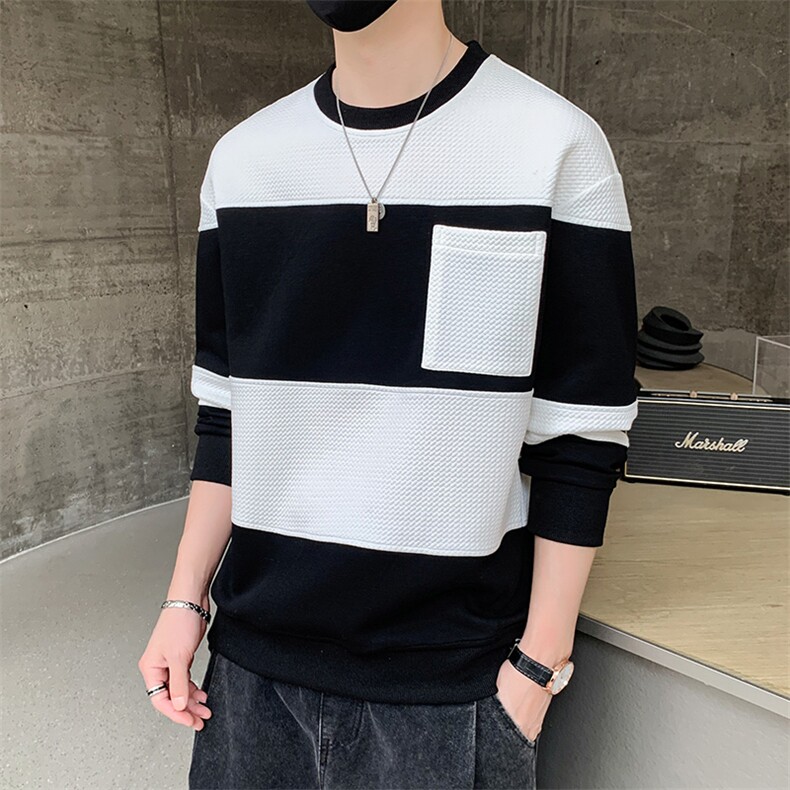 M-8XL秋季大码胖男生时尚休闲圆领个性拼接卫衣男79,男装卫衣,星座209