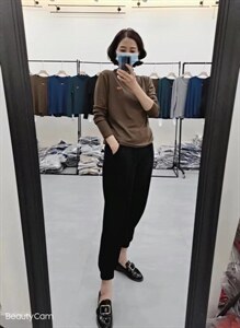 【现货】彩色坑条打底衫+卫裤套装图片