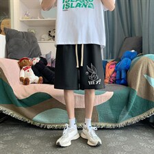 HD74179-P22华夫格短裤男大码宽松五分裤男直筒中裤，男装休闲裤，电商A040