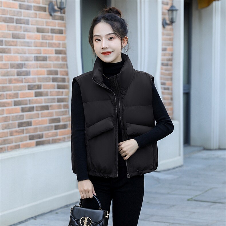 欧货羽绒马甲女新款2024新款韩版宽松白鸭绒马夹坎肩背心短款秋冬,女装羽绒服,仟媚宠