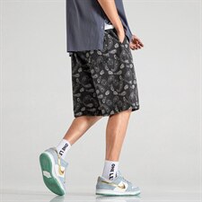 热卖款腰果花轻薄透气宽松休闲五分裤牛仔裤男A042-DK21005-P40，男装牛仔裤，电商A042