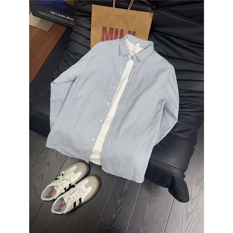 B221美式ins高街暗黑宽松条纹长袖衬衫SY2551-特P30控59,男装衬衫,电商B221