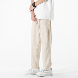 8XL-M 亚麻裤男休闲束脚裤潮薄款宽松男生九分锥形哈伦裤K920P58图片