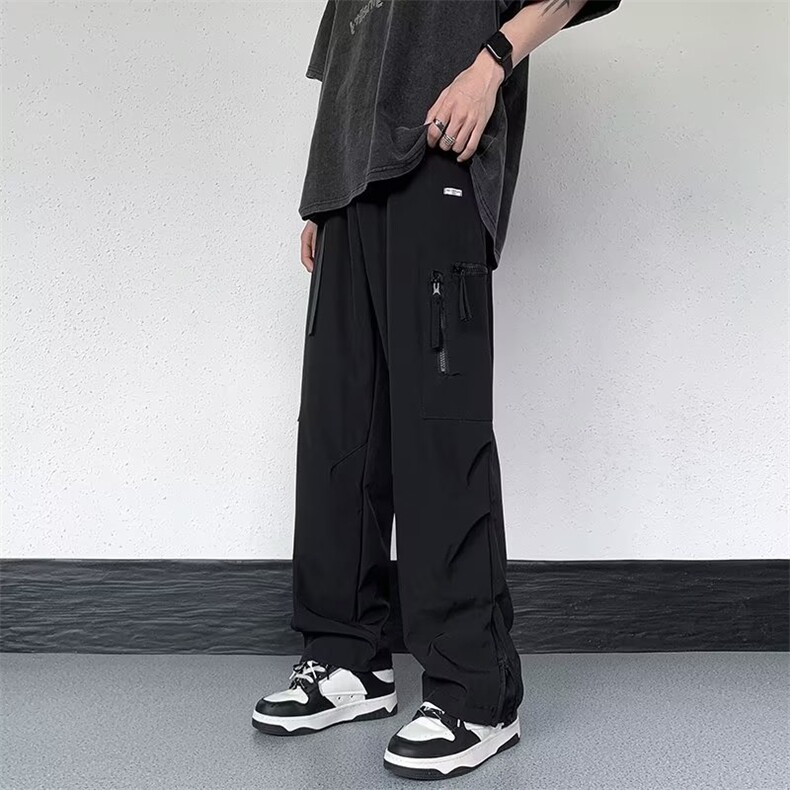 美式高街黑色工装裤子男直筒宽松休闲阔腿长裤MK2558-P38,男装休闲裤,星座1001-1