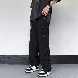 美式高街黑色工装裤子男直筒宽松休闲阔腿长裤 MK2558-P38图片