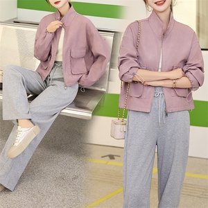 欧货立领皮衣外套女2025春秋新款小个子休闲宽松百搭机车夹克上衣图片