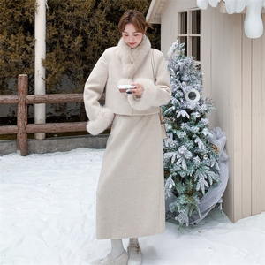 有货 呢料羽绒服两件套套装 真狐狸毛+90羽绒，2583-P405，控598图片