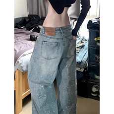 有货DA9161-特批50重工满天星烫钻牛仔裤女2026春季，男装牛仔裤，星座603-2