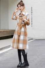 2023冬季加棉新款时尚优雅中长款毛呢大衣保暖气质毛呢外套，女装毛呢外套，芭米依尚