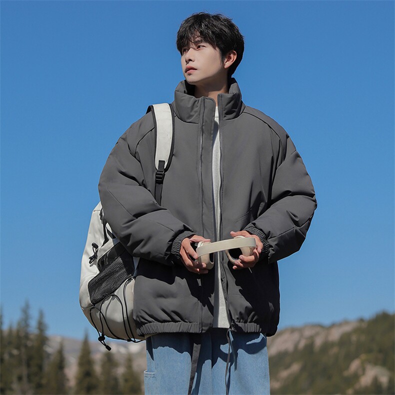 现货冬季美式休闲加厚雪山外套夹克立领纯色三防户外工装棉服,男装夹克,电商A486-1