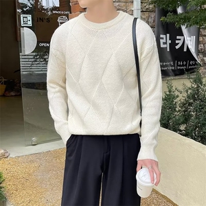 美式街头设计感圆领毛衣男慵懒风休闲针织衫B61P50图片