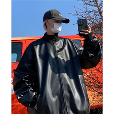 A902-P65秋季oversize高级感潮牌夹克棒球服美式机车皮衣外套男，男装夹克，星座512-6