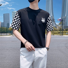白色2022精神小伙修身男士潮流短袖T恤社会t6612-P45控68，男装T恤，电商A108