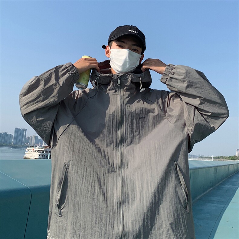 Wt055-P38港风潮流遮阳透气大码纯色防晒服图片