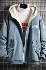 NM53232-P140牛仔外套男大码加厚加绒衣男羊羔毛服男网格，男装棉衣，电商A040A