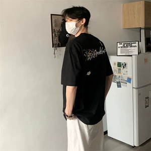 万针全刺绣工艺抖音得物高品质260克重磅纯棉双纱美式高街短袖T恤图片
