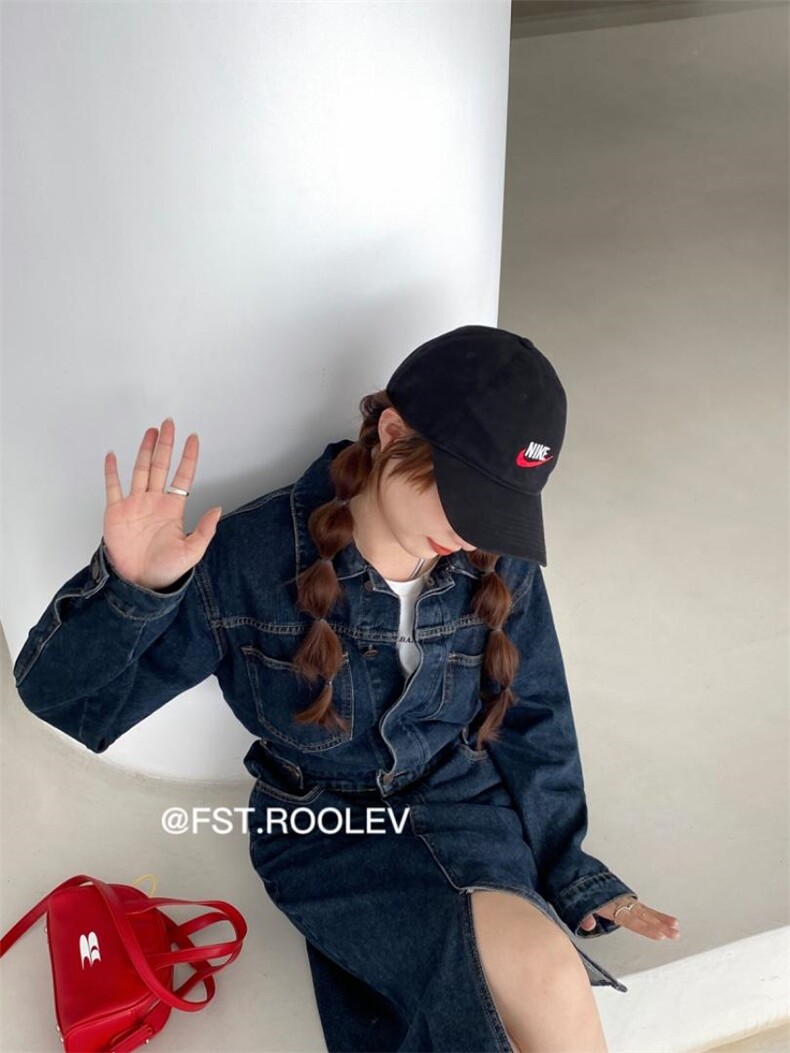 复古牛仔连衣裙，女装连衣裙，FST