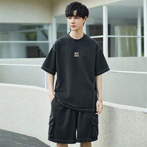 短袖T恤套装男25新款夏季休闲运动服搭配帅气短裤两件套3273-P155图片