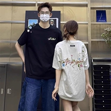 万针全刺绣工艺抖音得物高品质260克重磅纯棉双纱美式高街短袖T恤，男装T恤，电商A486