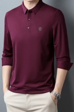 中年爸爸装商务翻领上衣服休闲POLO衫新款2022长袖男t恤秋季轻奢，男装T恤，钱塘6003（原4033）