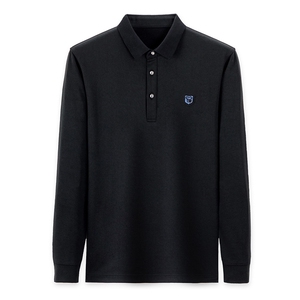 秋季长袖t恤男士翻领纯棉中年宽松免烫爸爸装POLO衫新款休闲上衣图片