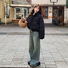 2025新款冬季超好看棉服女学生小个子波点棉袄短款休闲棉衣外套女，男装棉衣，星座506A