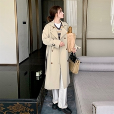 现货春秋冬风衣外套过膝宽松长款203-F6008-P170-K219，女装风衣，浪娴服饰