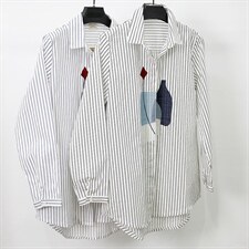 刺绣竖条纹衬衫女长袖2025春装韩版百搭设计感小众港风打底衬衣潮，女装衬衫，小林双子