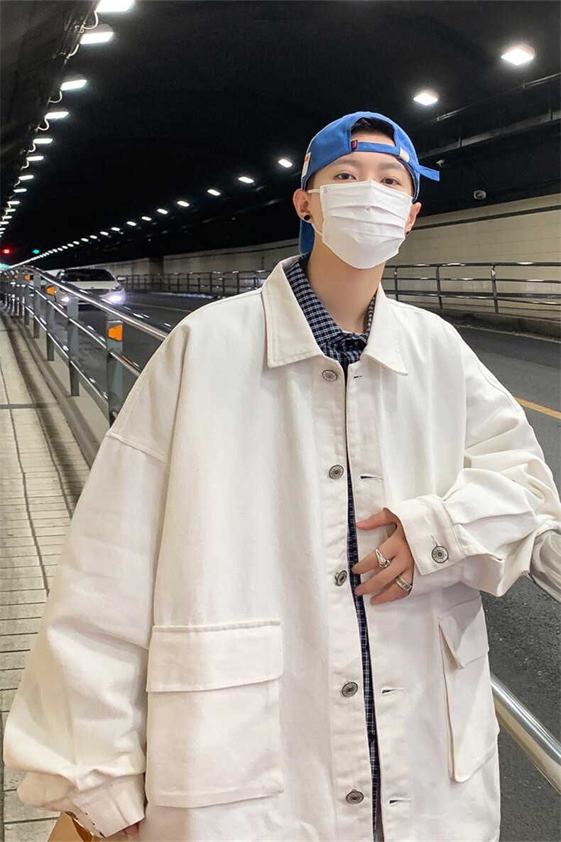 JK6089/P68秋装新款港风工装立体大口袋水洗夹克男女大码上衣,男装夹克,电商A141