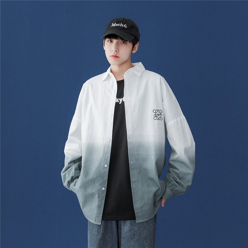 25春季新款吊染刺绣宽松情侣衬衫C277/P7598,男装衬衫,星座202