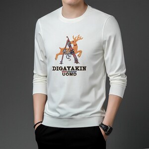 中年男士长袖秋季2023新款商务休闲印花卫衣潮流时尚百搭上衣,男装卫衣,电商B212（原钱塘6029）