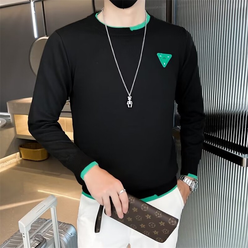 春秋季男士假两件拼色卫衣外套男装套头长袖t恤休闲圆领上衣W3374图片