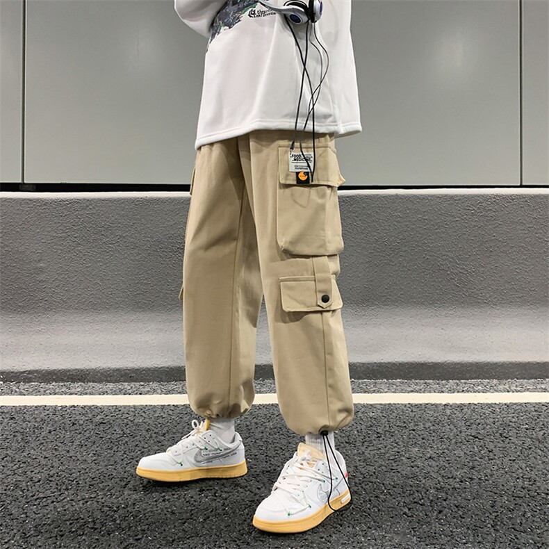 大码M-3XL秋冬港风宽松百搭休闲工装男多口袋束脚裤K1801-P35,男装休闲裤,星座512-2