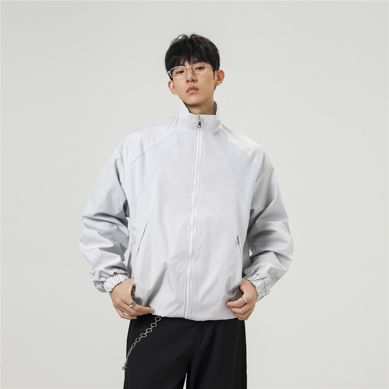 美式罗纹拼接袖子褶皱大码M-5XL教练夹克男JK78056P69控105,男装夹克,星座226-1
