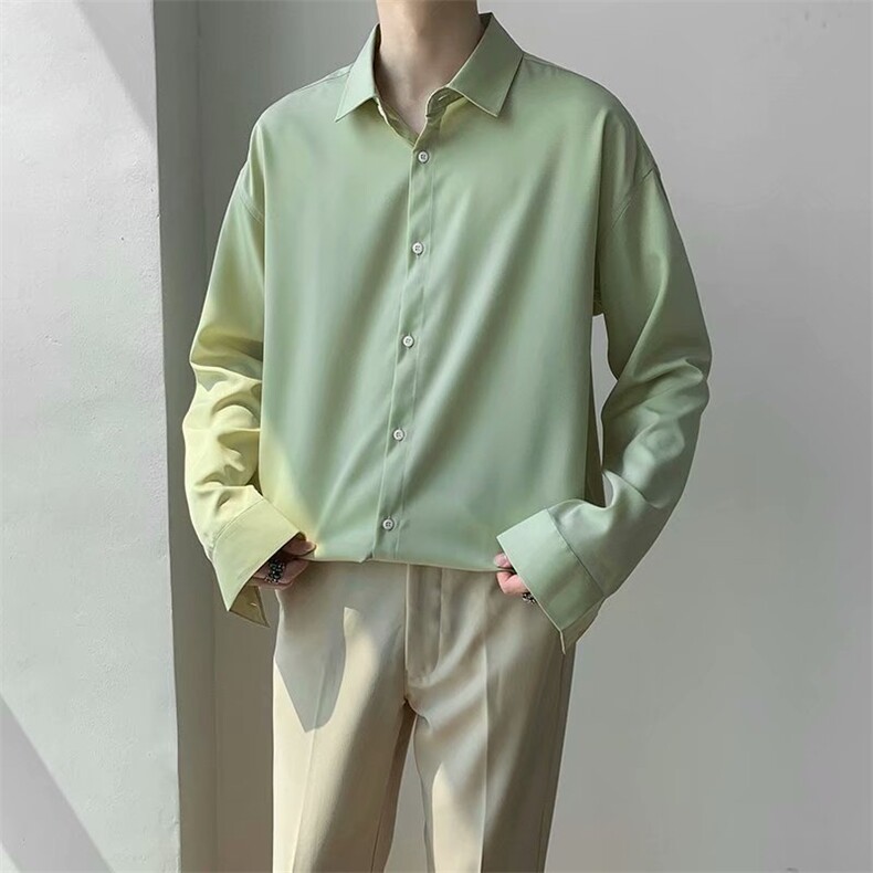 宽松垂感黑色衬衫男长袖春秋季高级感痞帅男士休闲男装白衬衣CY23,男装衬衫,星座601-2