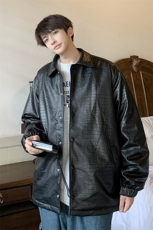 PU皮衣外套男加棉加厚潮流痞帅机车皮夹克A436-970-P110控价158，男装皮衣，电商A436