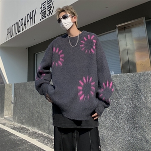 美式复古慵懒风百搭上衣2024秋冬款圆领长袖针织毛衣男 M1600-P45图片