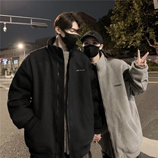 情侣冬装弯刀袖毛呢加棉夹克棉衣休闲纯色加厚外套男G1104P108，男装夹克，电商A339