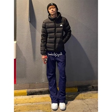 藏青色阿拉伯文刺绣裤子男款冬季美式运动卫裤显瘦篮球微喇休闲裤，男装休闲裤，四季星座505