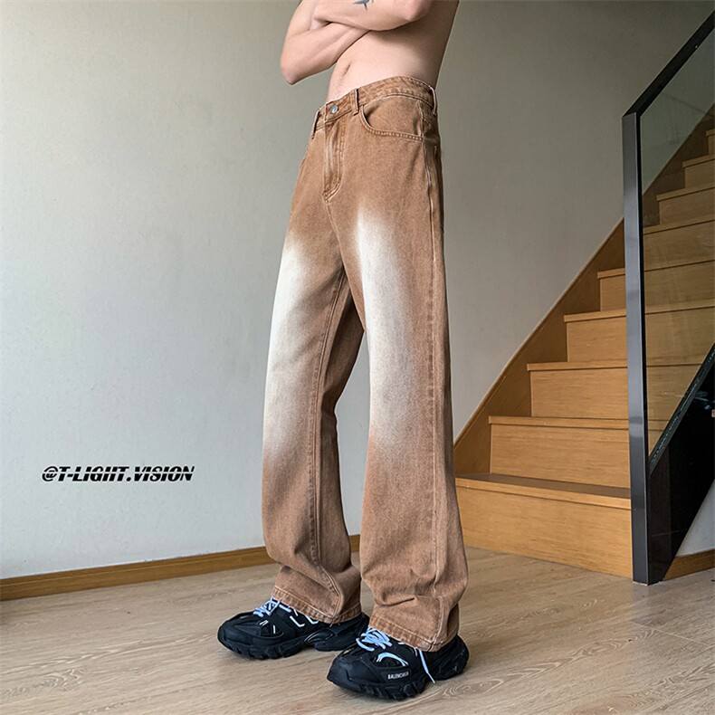 B221美式ins高街小众百搭纯色微喇牛仔裤LK22087-P55控78,男装牛仔裤,电商B221