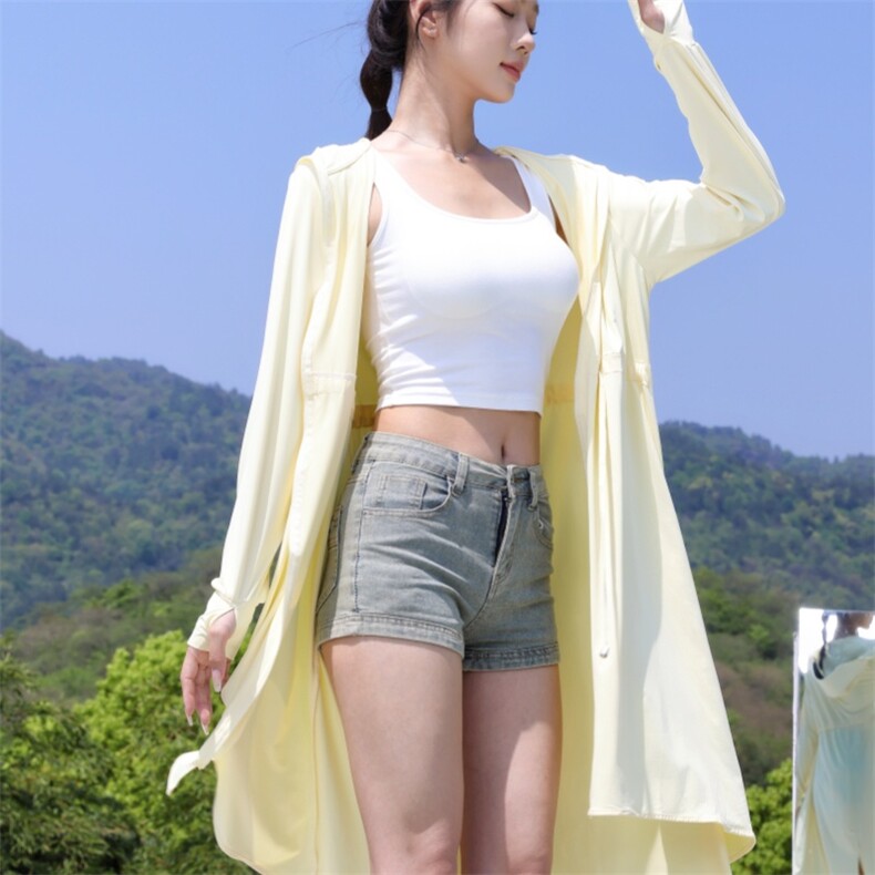 防晒衣女夏季2025新款冰丝全身防紫外线UPF50+长款防晒服开衫外套,女装防晒衣,蝶眷