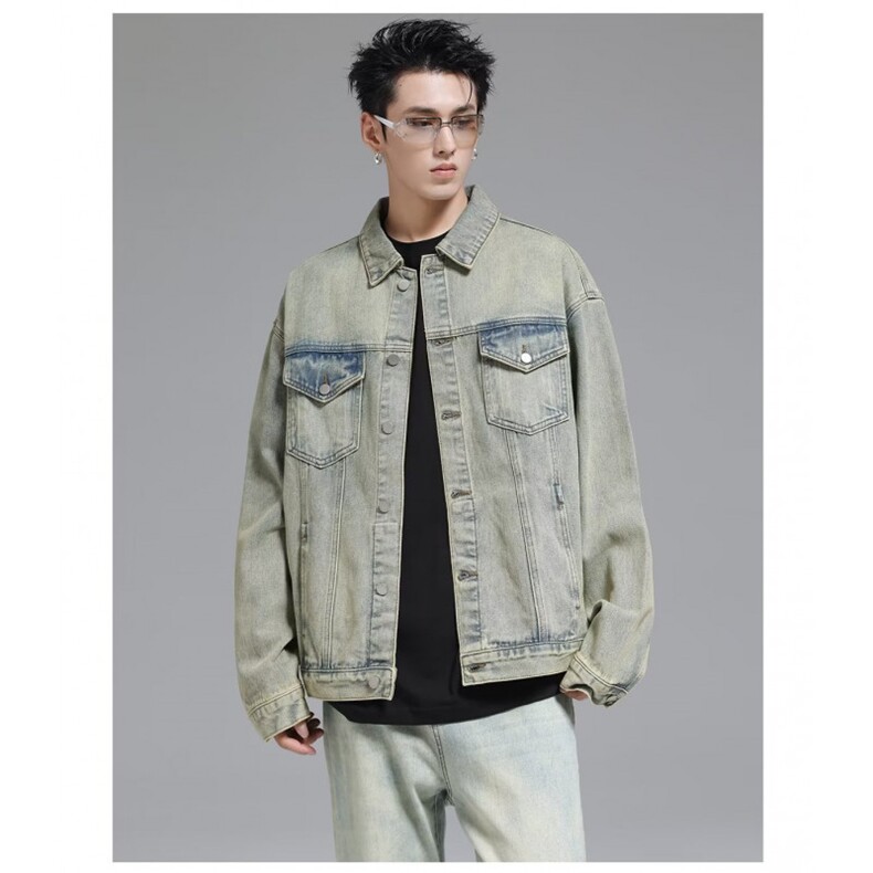 1506-1/J6991/P60外牛仔多口袋男士夹克外套模特图设计感小众百搭,男装夹克,星座1506-1
