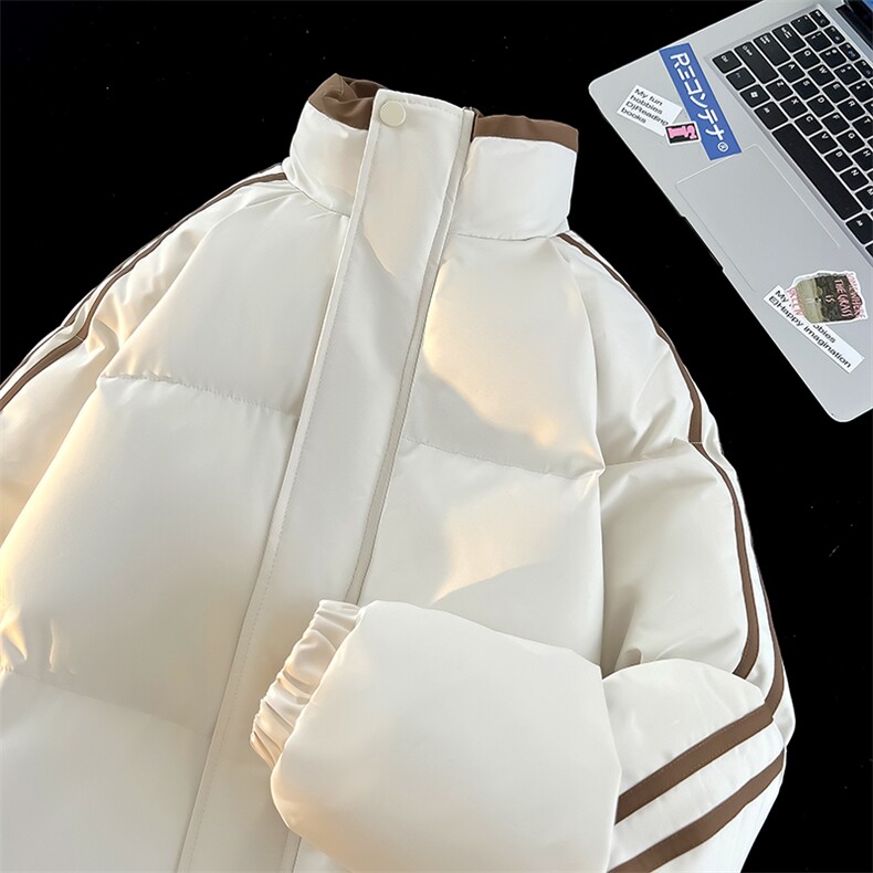数据款！短款加厚棉服冬季拼色条纹情侣立领棉衣 CM98912-P85特图片